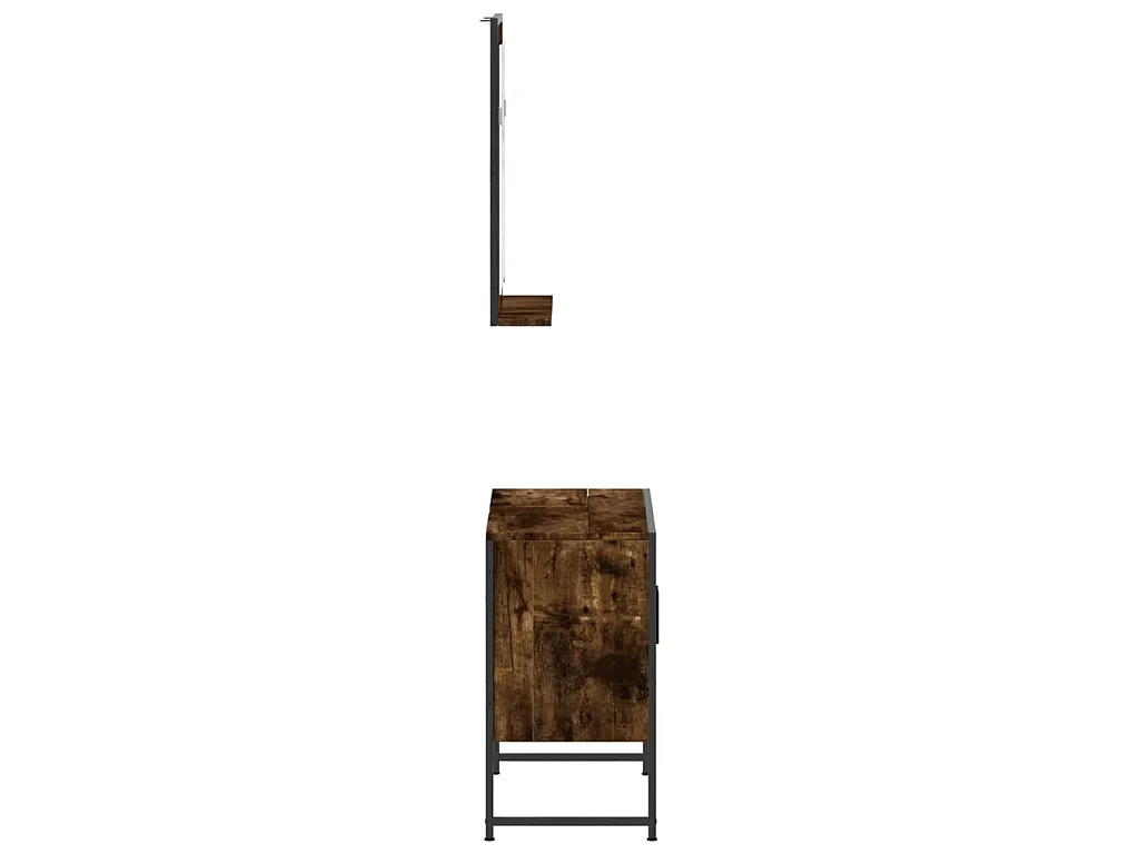 Set Mobili da Bagno 2 pz Rovere Fumo in Legno Multistrato