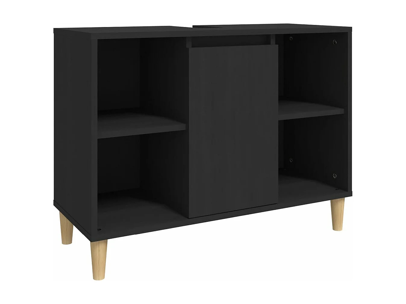 Armario para lavabo madera contrachapada negro 80x33x60 cm