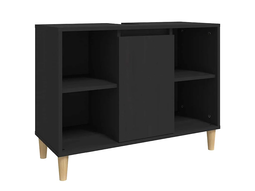 Meuble d'évier noir 80x33x60 cm bois d'ingénierie