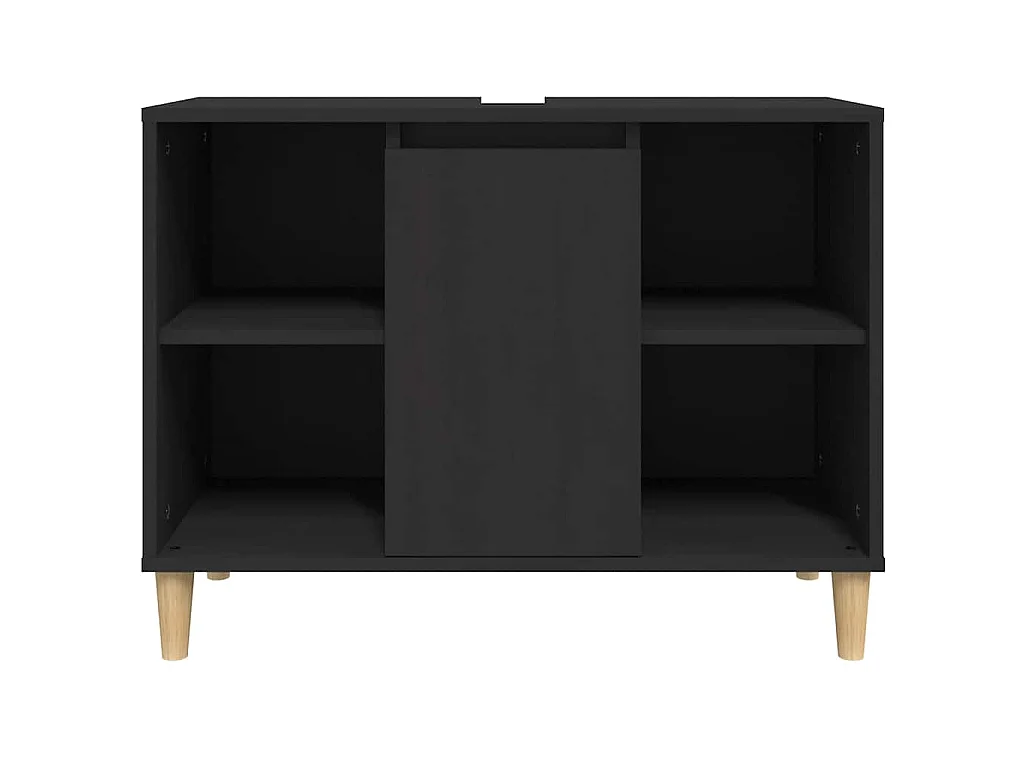 Meuble d'évier noir 80x33x60 cm bois d'ingénierie