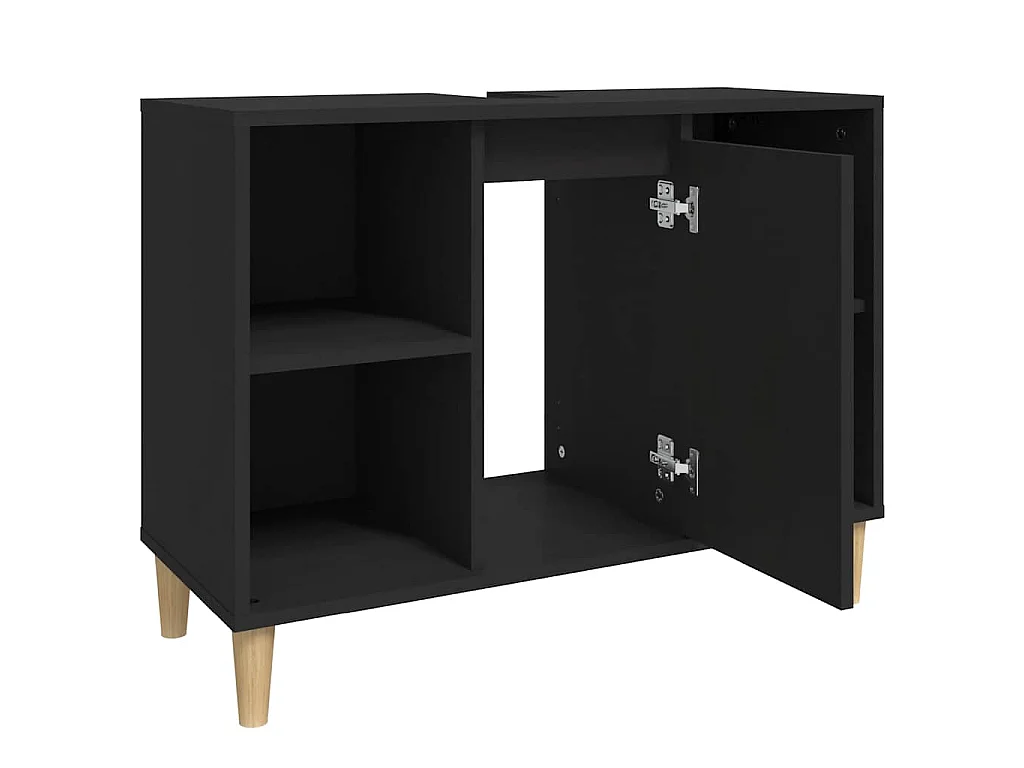Meuble d'évier noir 80x33x60 cm bois d'ingénierie