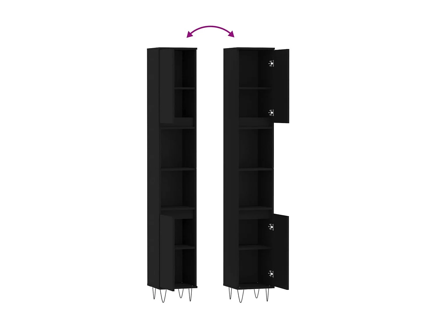 Armoire de salle de bain noir 30x30x190 cm bois d'ingénierie