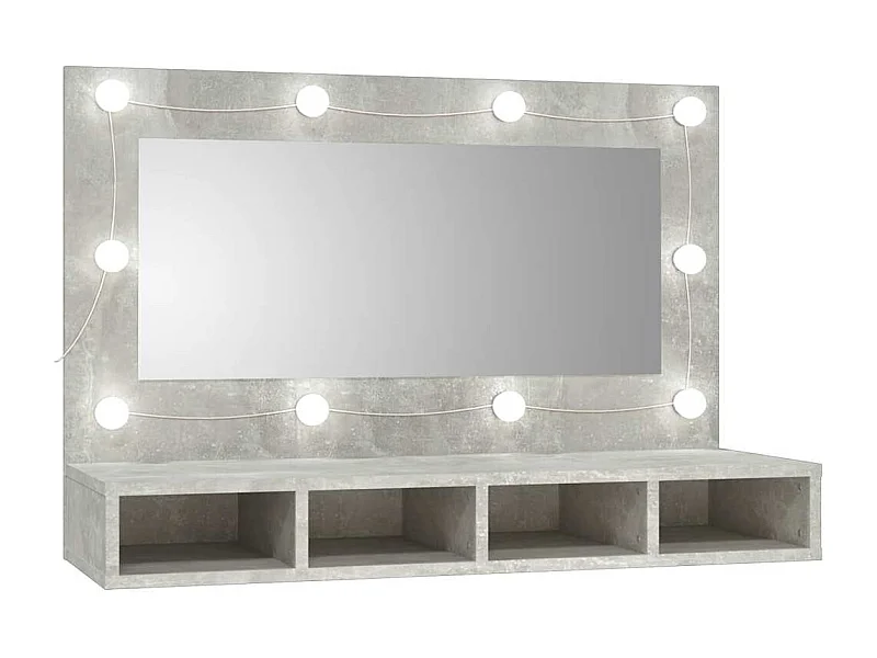 Spiegelkast met LED-verlichting 90x31,5x62 cm betongrijs