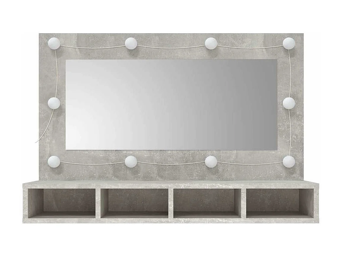 Armoire à miroir avec LED Gris béton 90x31,5x62 cm