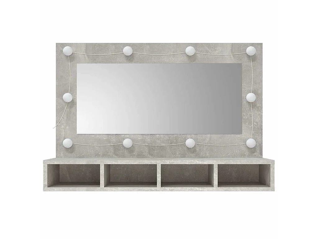 Armoire à miroir avec LED Gris béton 90x31,5x62 cm