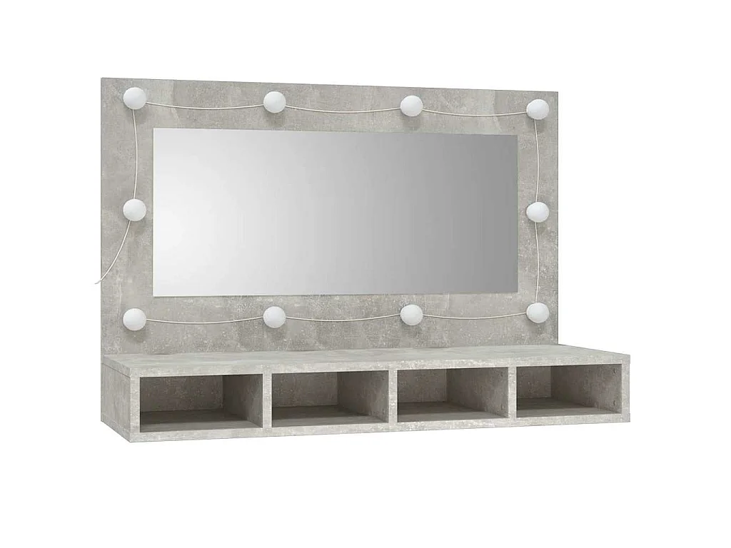 Spiegelkast met LED-verlichting 90x31,5x62 cm betongrijs
