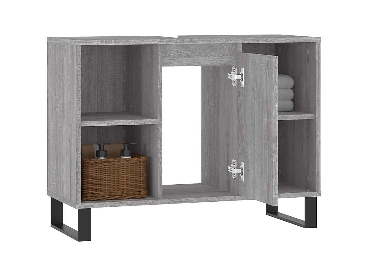 Armoire salle de bain sonoma gris 80x33x60 cm bois d'ingénierie