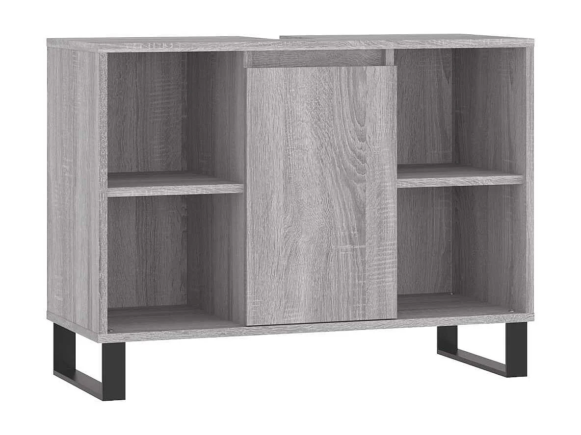 Badkamerkast 80x33x60 cm bewerkt hout grijs sonoma eikenkleurig