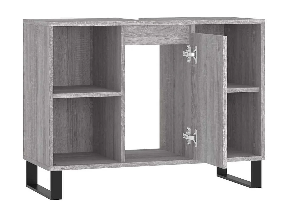 Badkamerkast 80x33x60 cm bewerkt hout grijs sonoma eikenkleurig