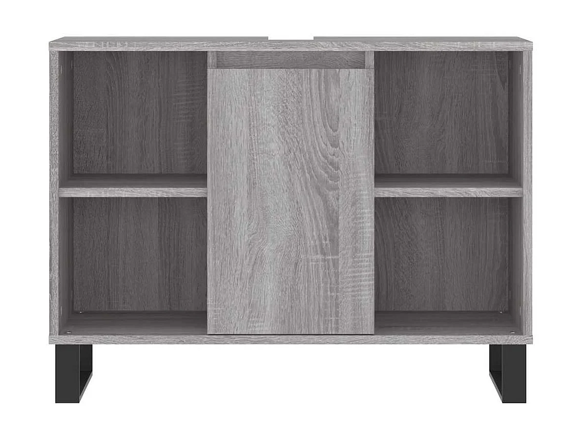 Badkamerkast 80x33x60 cm bewerkt hout grijs sonoma eikenkleurig