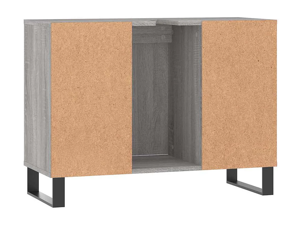 Badkamerkast 80x33x60 cm bewerkt hout grijs sonoma eikenkleurig