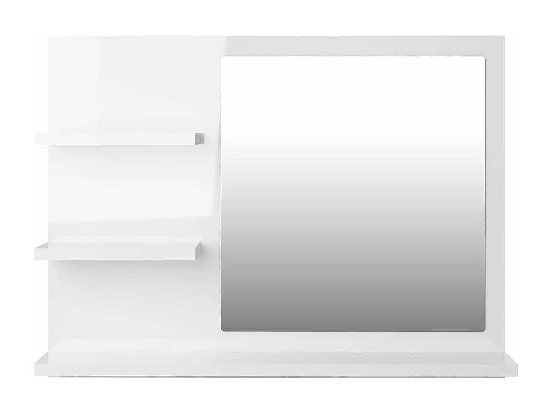 Miroir de salle de bain blanc brillant bois d’ingénierie