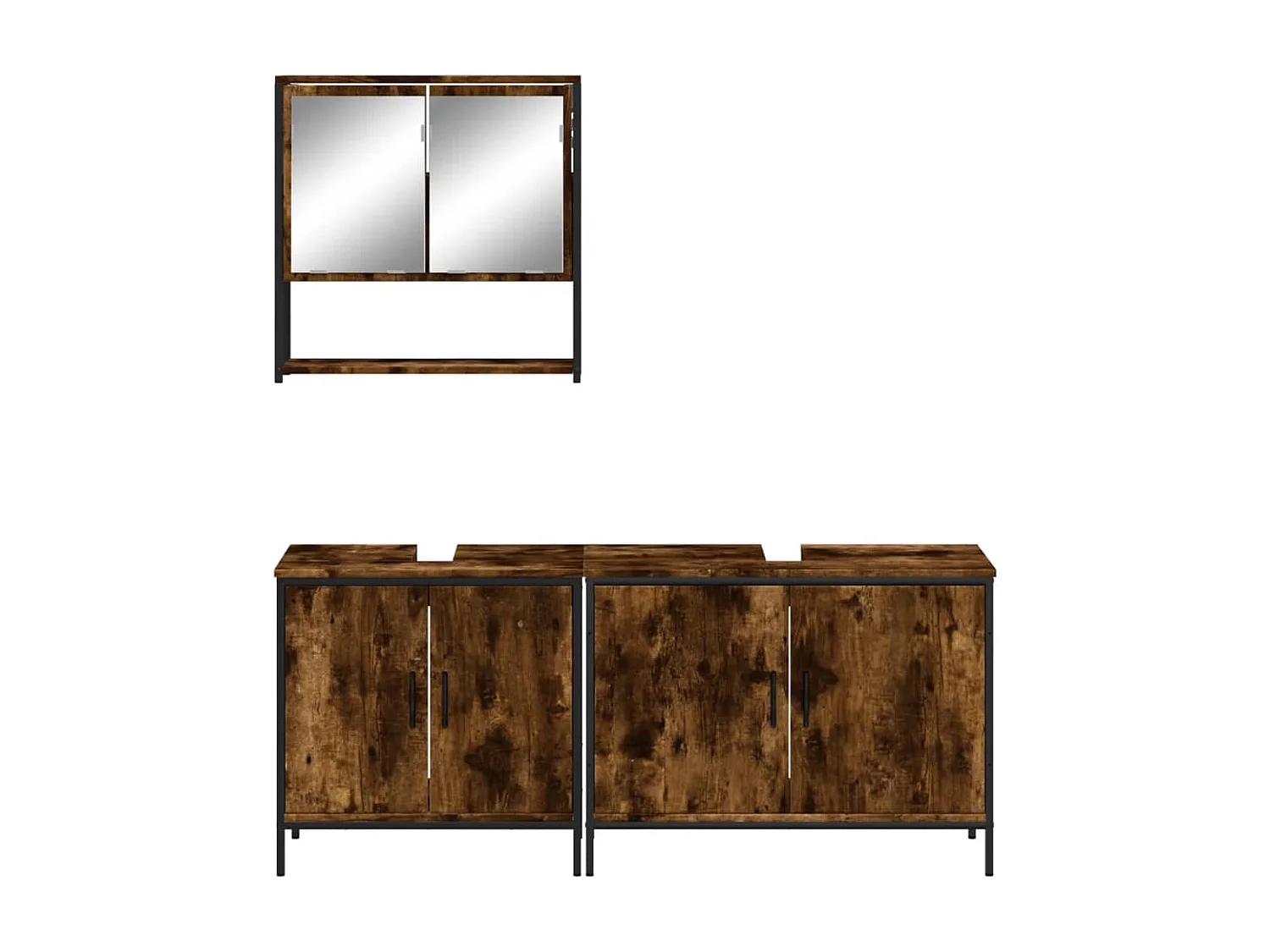 Set de muebles baño 3 pzas madera contrachapada roble ahumado