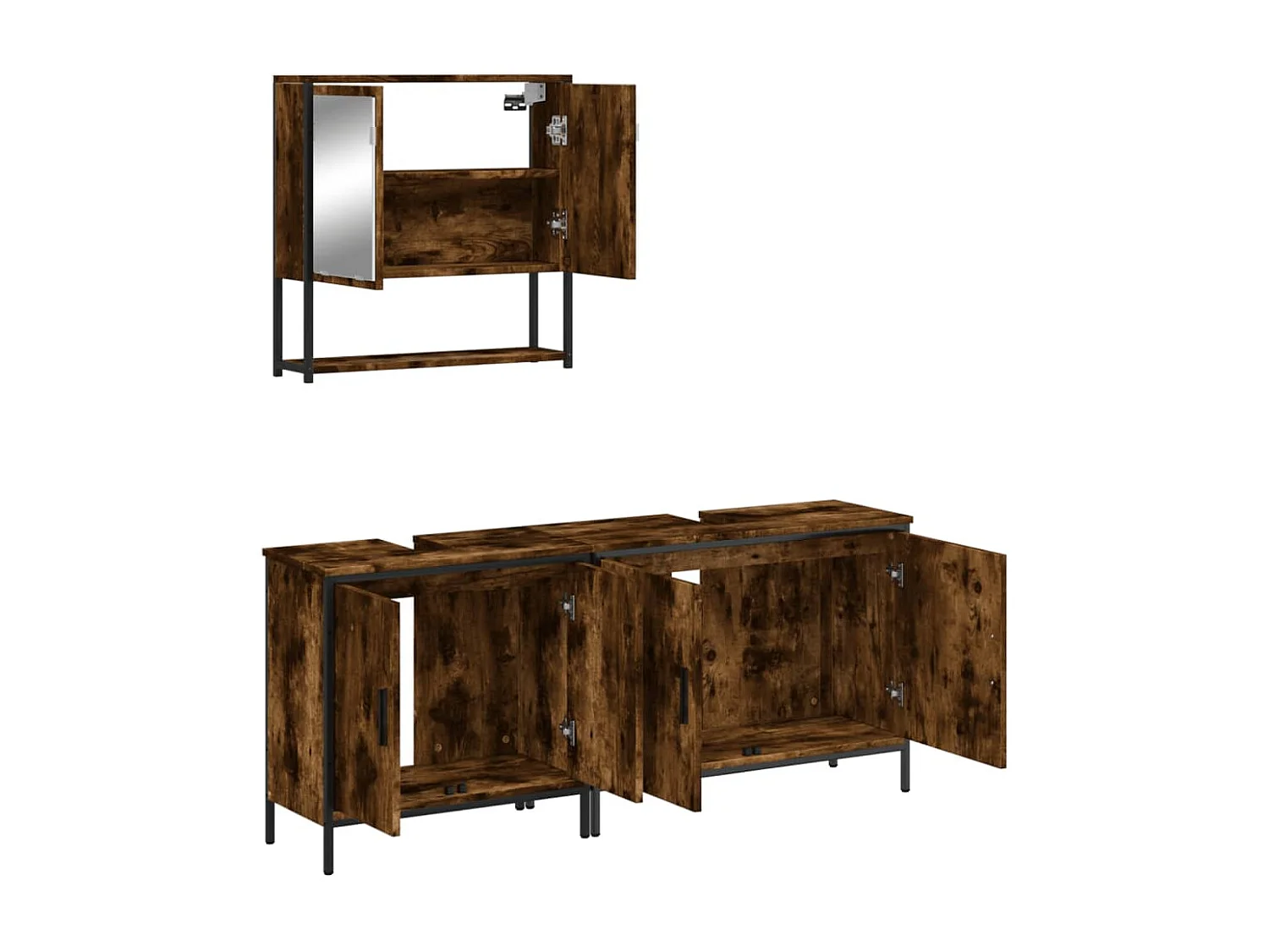 Set de muebles baño 3 pzas madera contrachapada roble ahumado