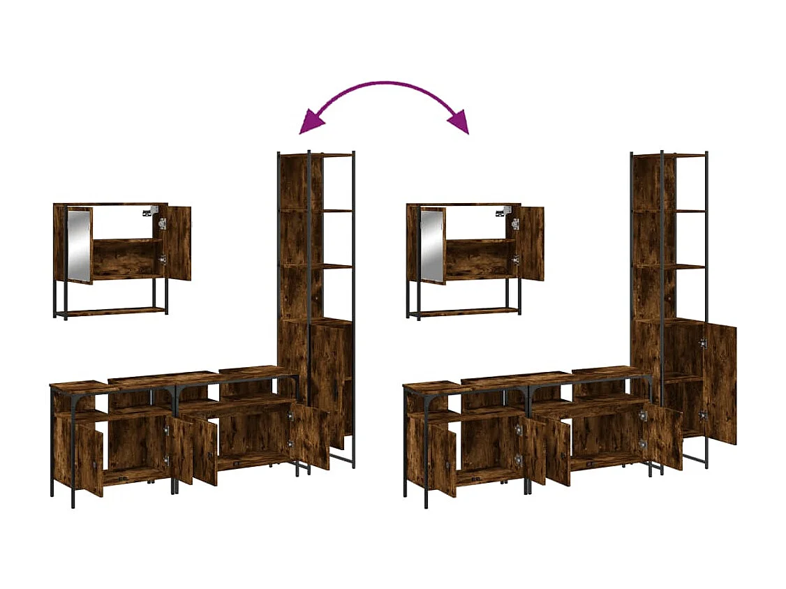 Set de muebles baño 4 pzas madera contrachapada roble ahumado