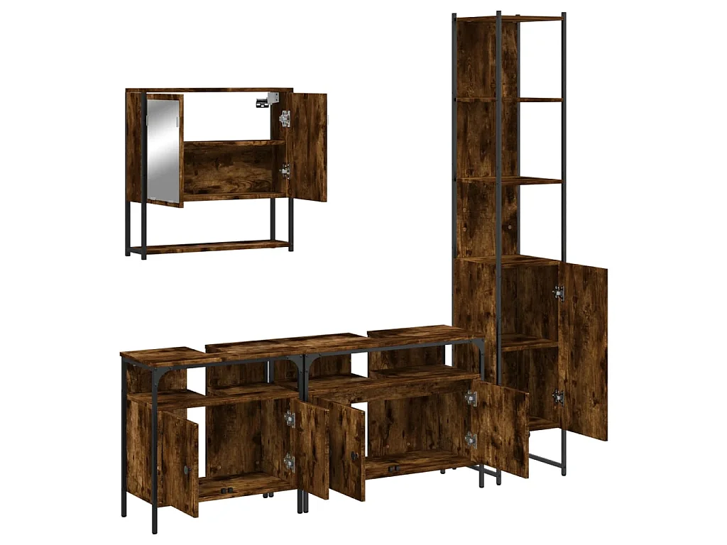 4-tlg. Badmöbel-Set Räuchereiche Holzwerkstoff