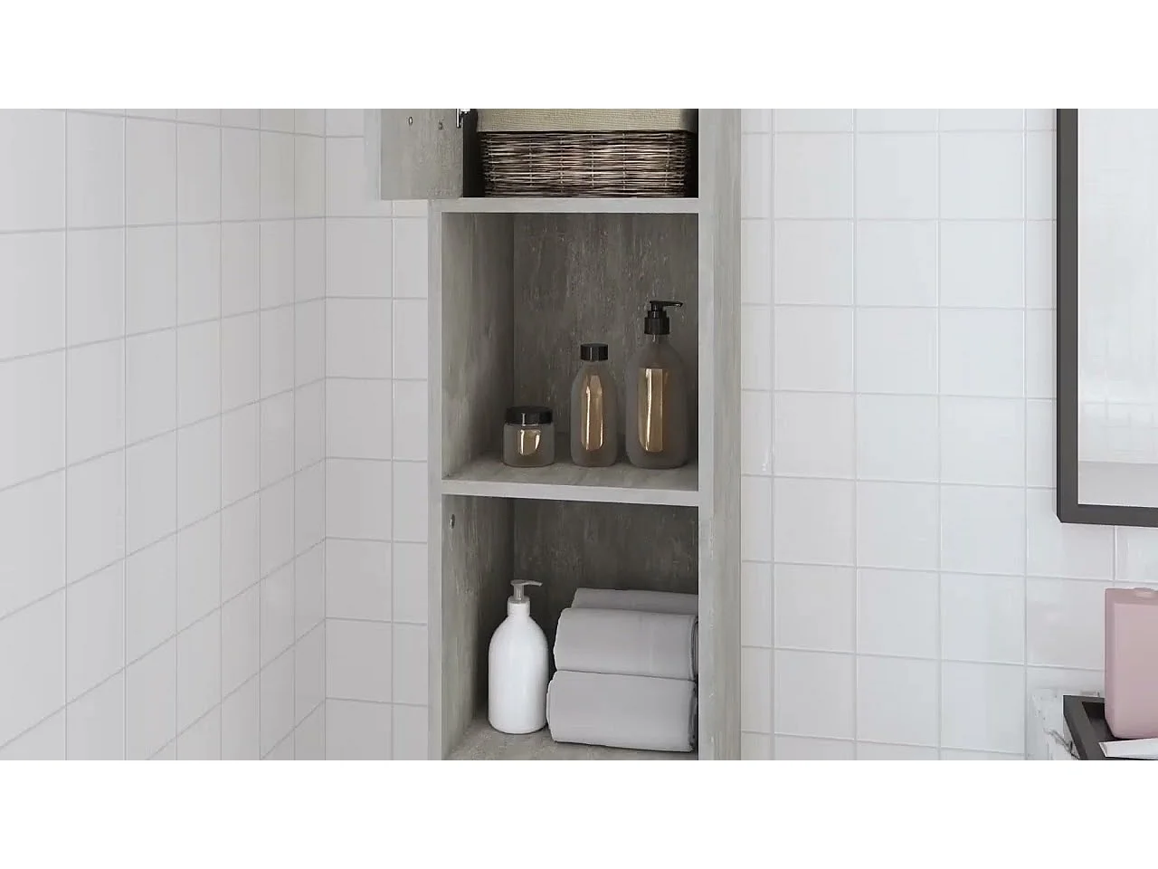 Armoire de salle de bain Gris béton Bois d'ingénierie