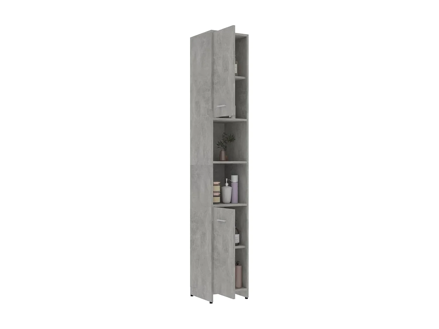 Badkamerkast 30x30x183,5 cm bewerkt hout betongrijs