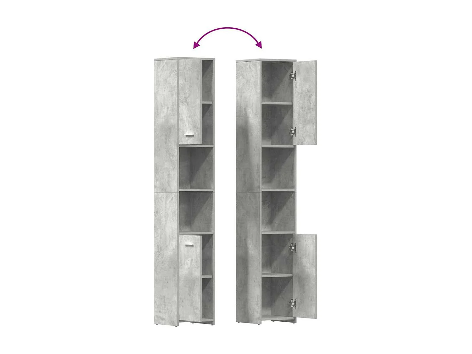 Badkamerkast 30x30x183,5 cm bewerkt hout betongrijs
