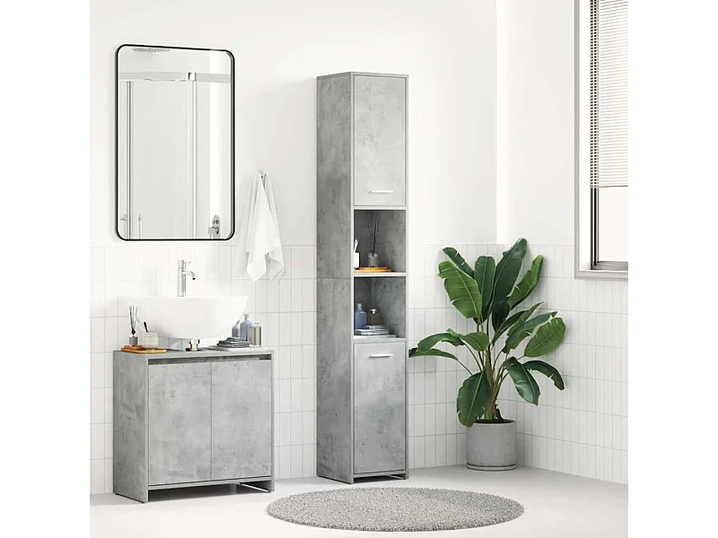 Armoire de salle de bain Gris béton Bois d'ingénierie