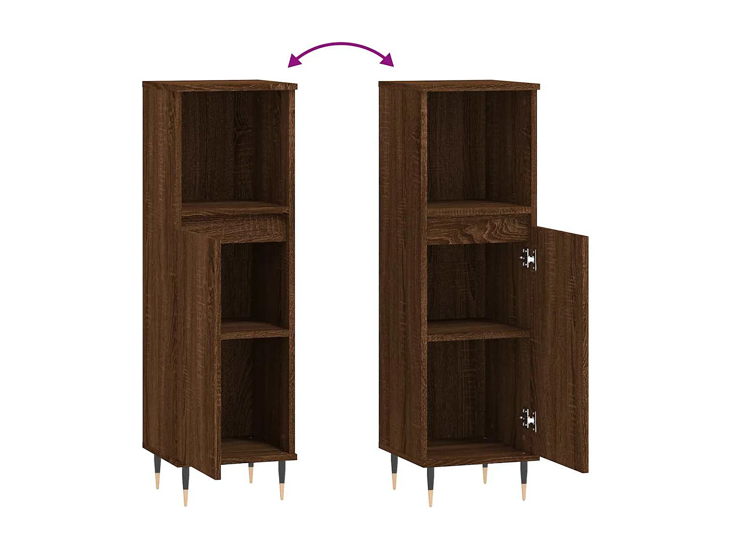 Armoire de bain chêne marron 30x30x100 cm bois d'ingénierie