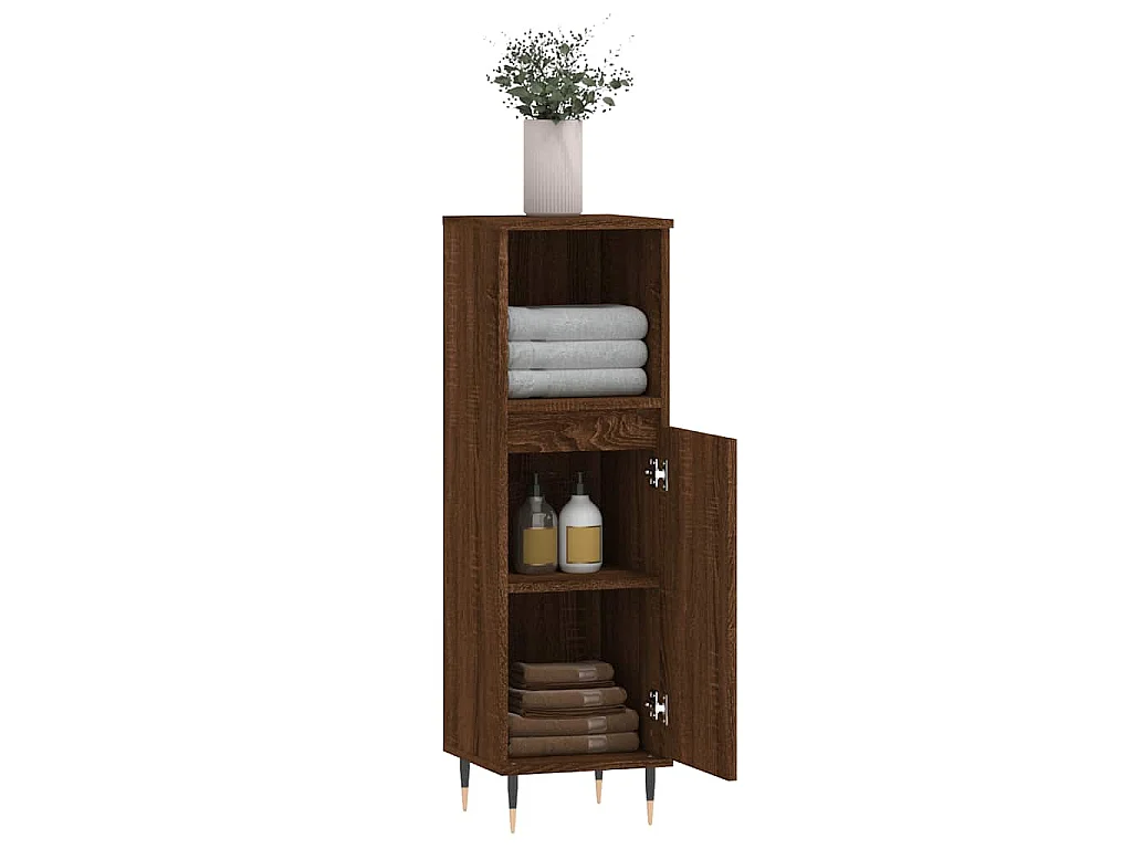 Armoire de bain chêne marron 30x30x100 cm bois d'ingénierie