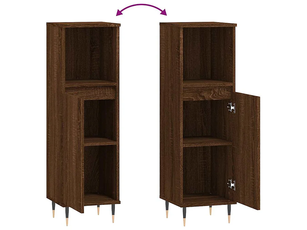 Armoire de bain chêne marron 30x30x100 cm bois d'ingénierie