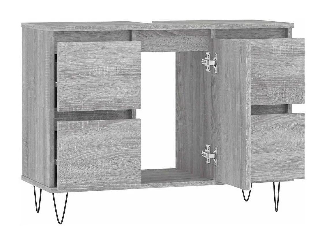 Badkamerkast 80x33x60 cm bewerkt hout grijs sonoma eikenkleurig