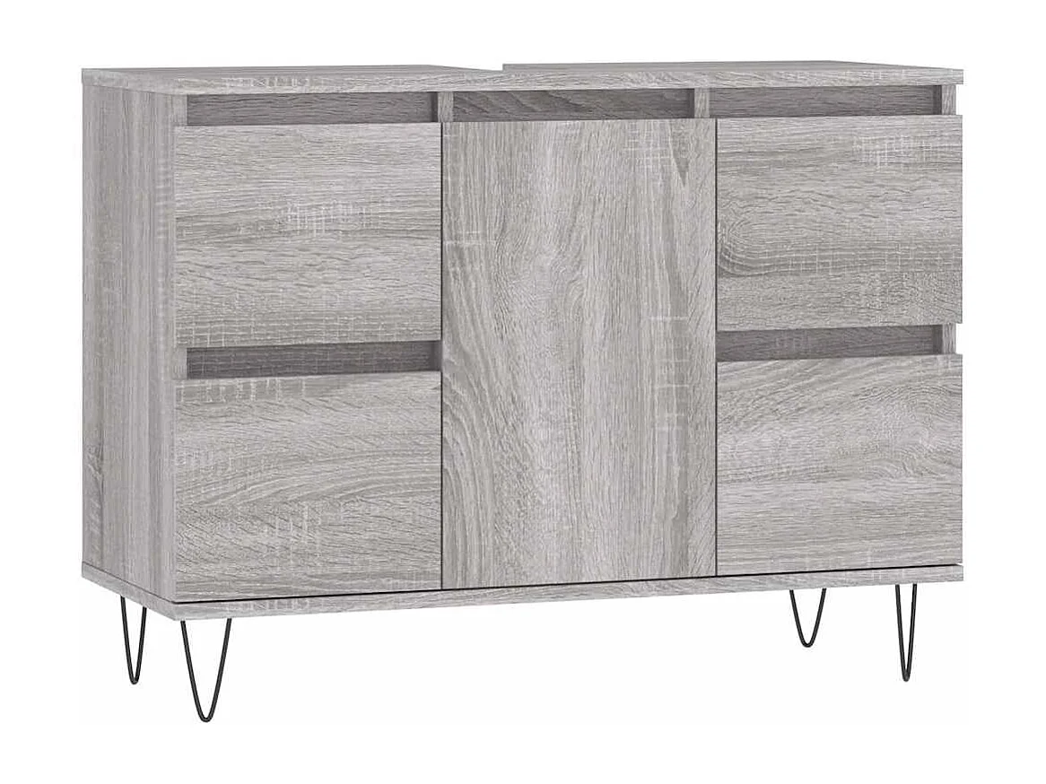 Mobile da Bagno Grigio Sonoma 80x33x60 cm in Legno Multistrato
