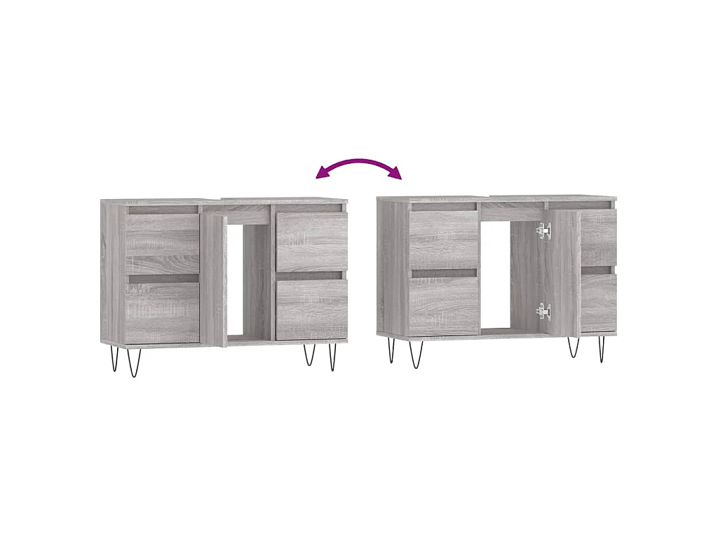 Mobile da Bagno Grigio Sonoma 80x33x60 cm in Legno Multistrato