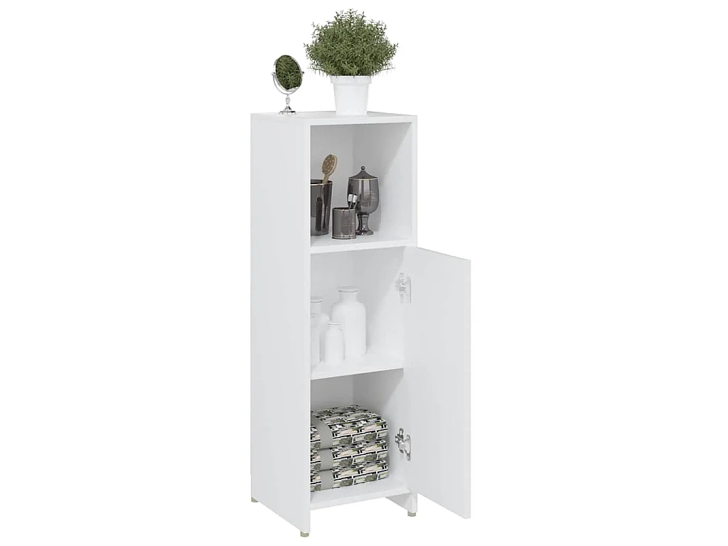 Badezimmerschrank Weiß 30x30x95 cm Holzwerkstoff