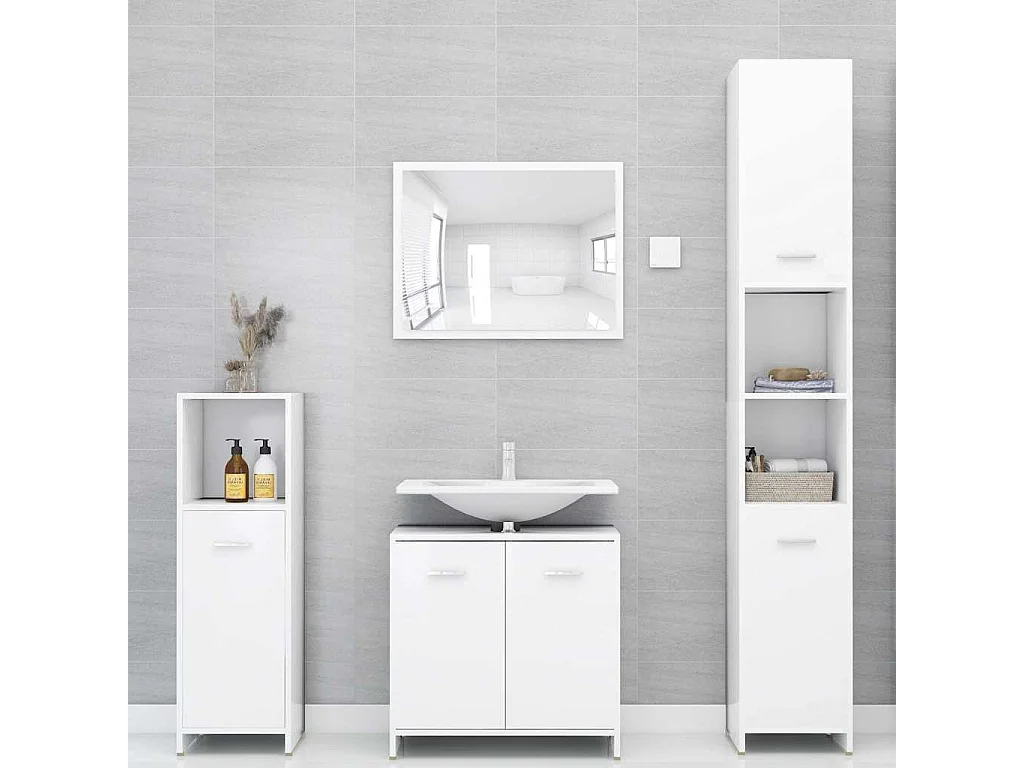 Badezimmerschrank Weiß 30x30x95 cm Holzwerkstoff