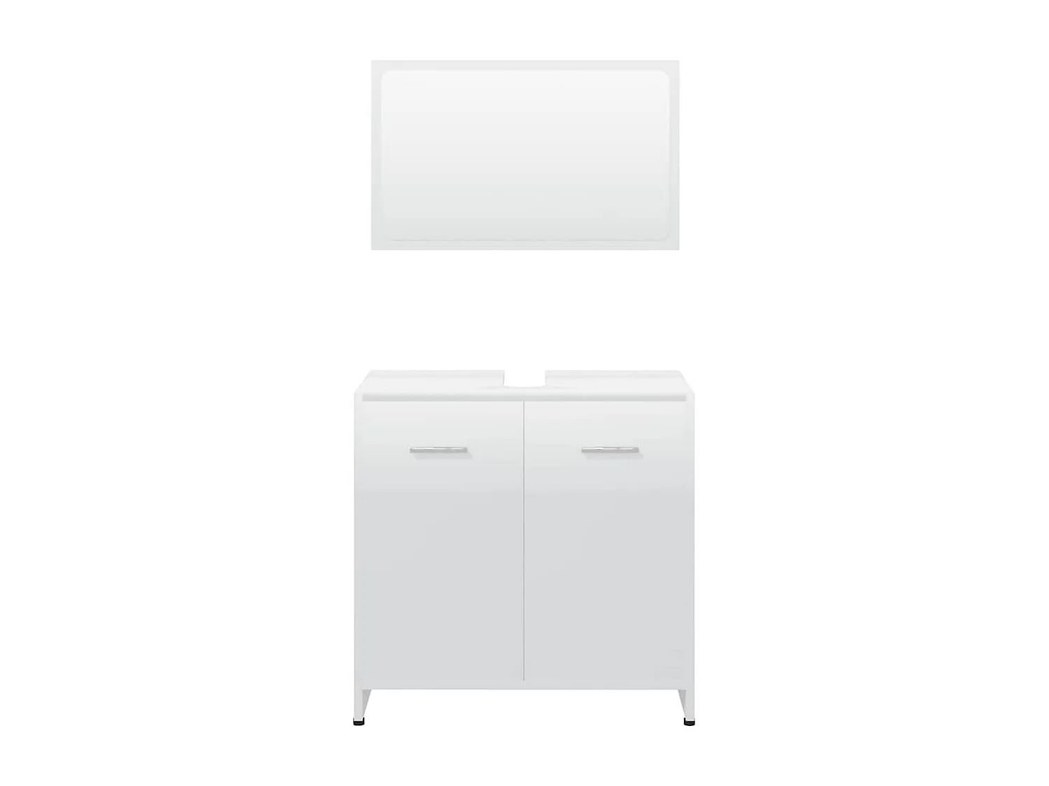 Badkamermeubelset bewerkt hout hoogglans wit