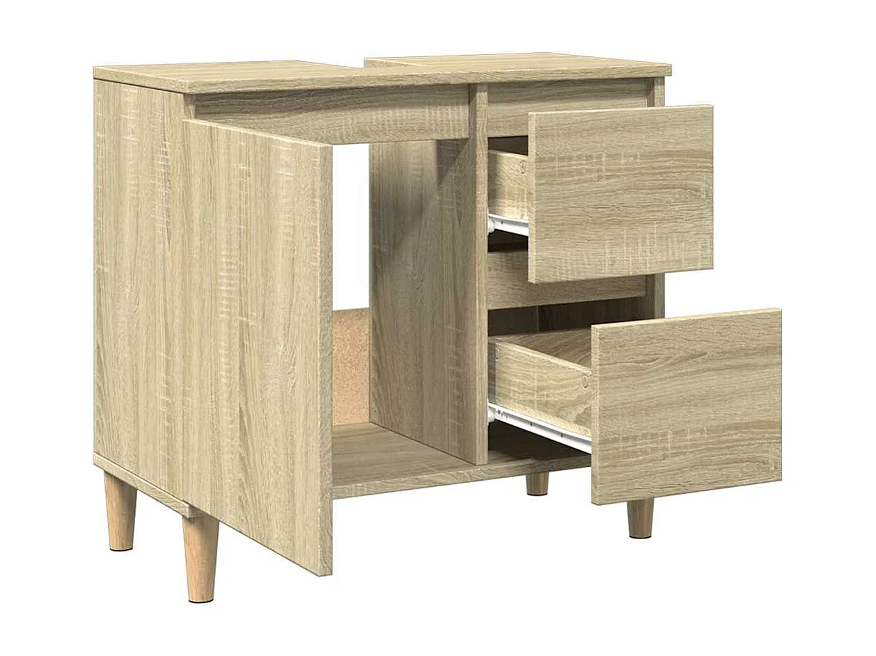 Badkamerkast 65x33x60 cm bewerkt hout sonoma eikenkleurig