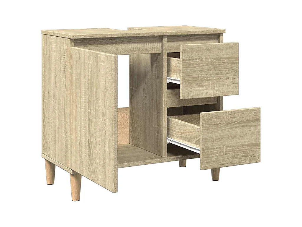 Badkamerkast 65x33x60 cm bewerkt hout sonoma eikenkleurig