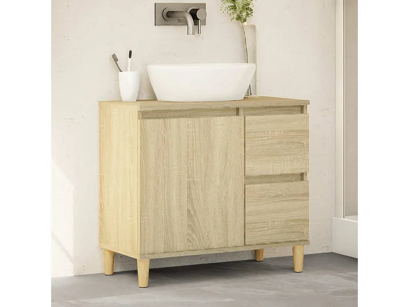 Armadietto da Bagno Rovere Sonoma 65x33x60 cm Legno Multistrato
