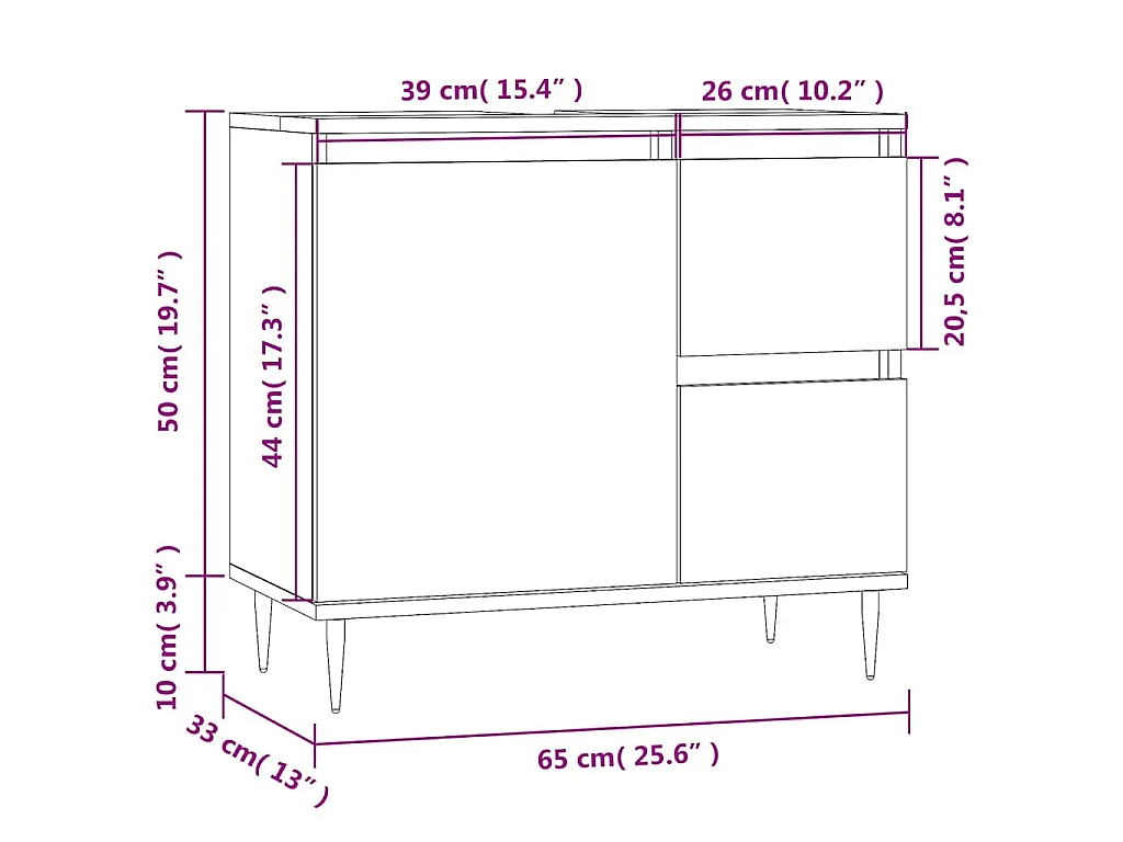 Armoire de salle de bain blanc 65x33x60 cm bois d'ingénierie