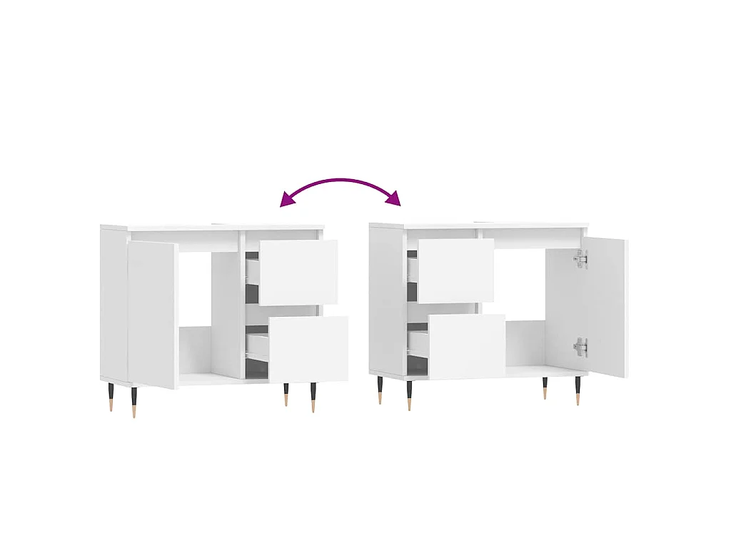 Armoire de salle de bain blanc 65x33x60 cm bois d'ingénierie