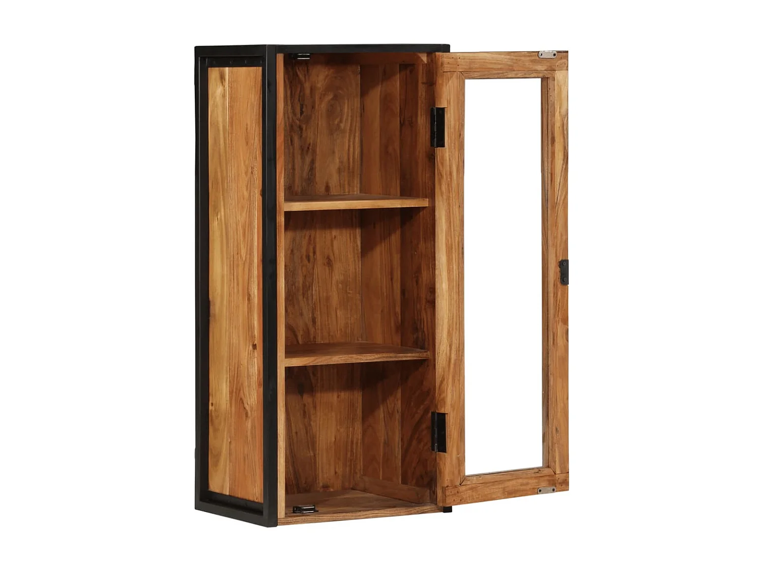 Mueble de baño madera maciza de acacia y hierro 40x30x90 cm