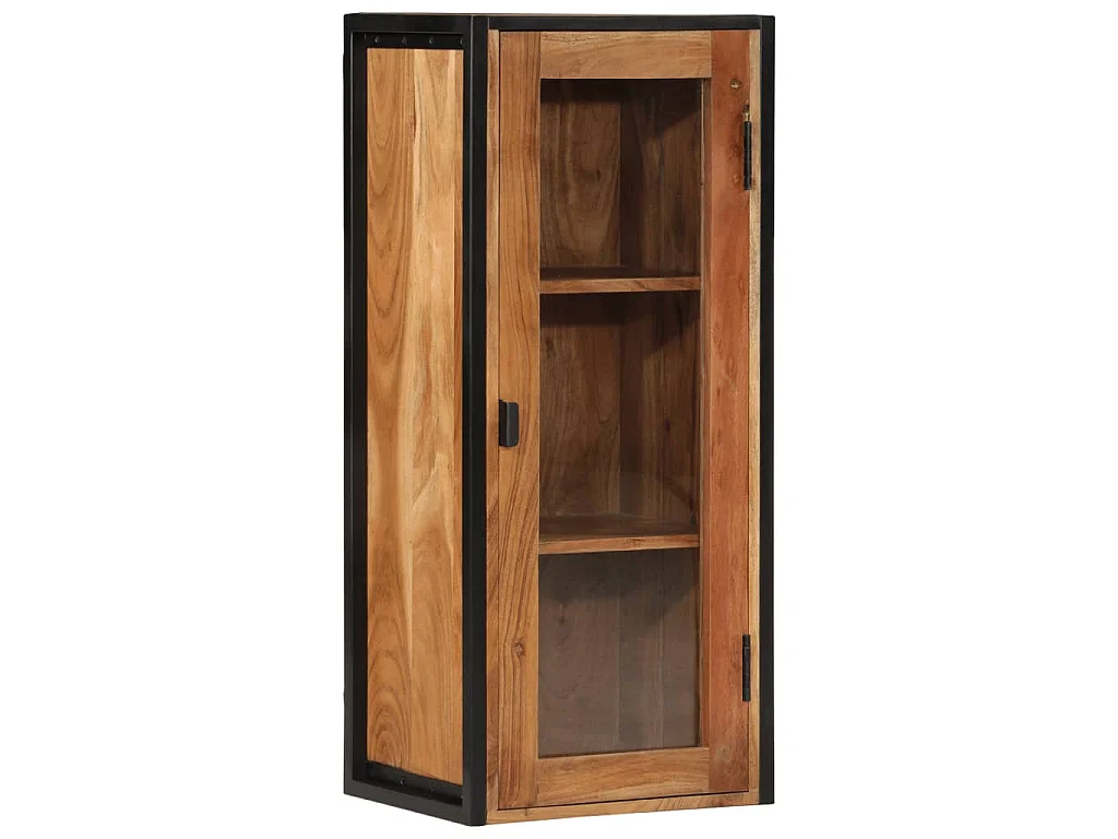 Armoire de salle de bain murale bois massif d'acacia et fer