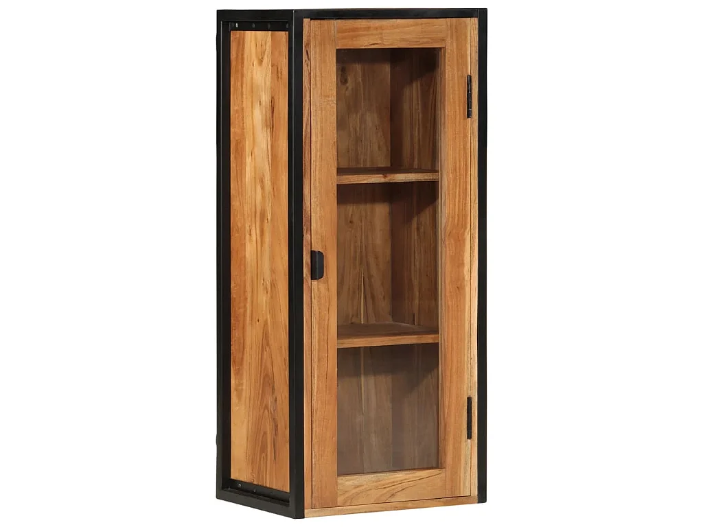 Armoire de salle de bain murale bois massif d'acacia et fer