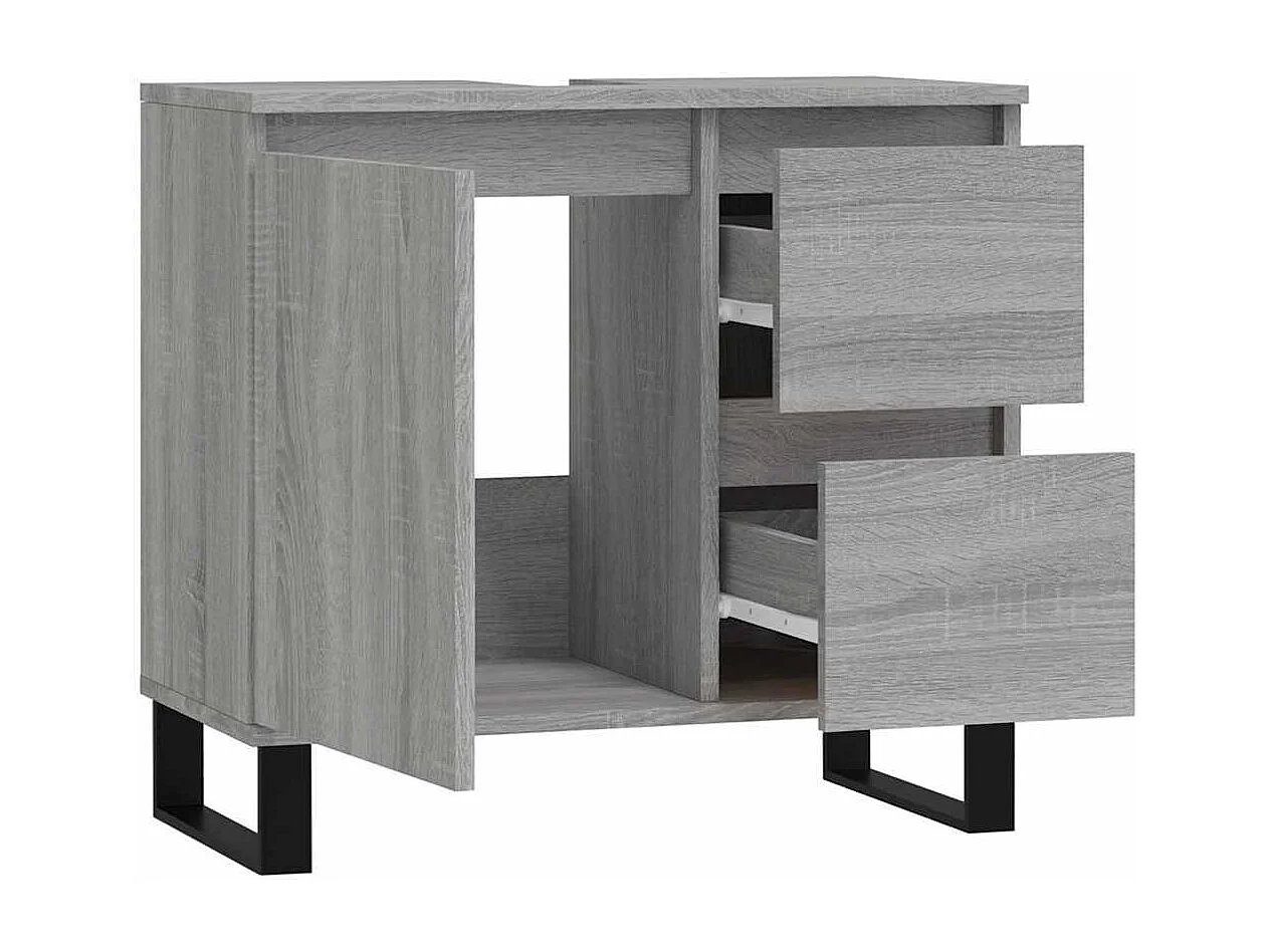 Badschrank Grau Sonoma 65x33x60 cm Holzwerkstoff