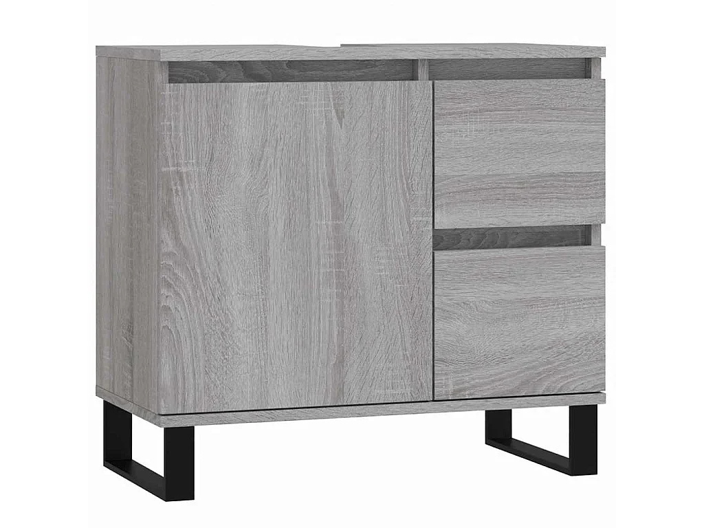 Badkamerkast 65x33x60 cm bewerkt hout grijs sonoma eikenkleurig