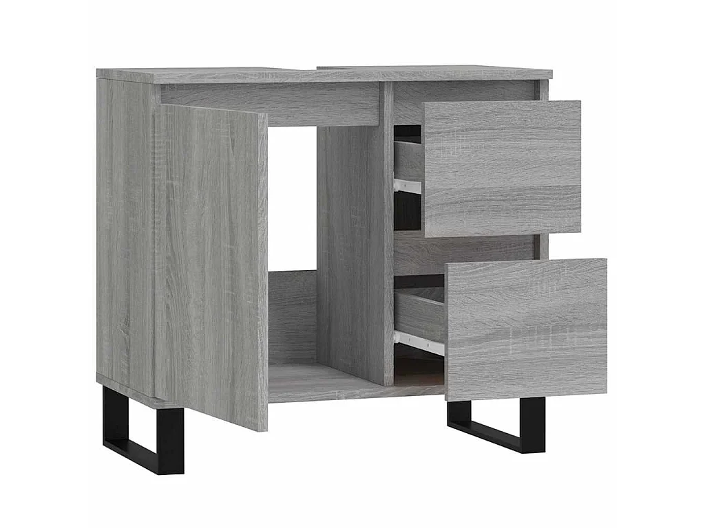 Badkamerkast 65x33x60 cm bewerkt hout grijs sonoma eikenkleurig