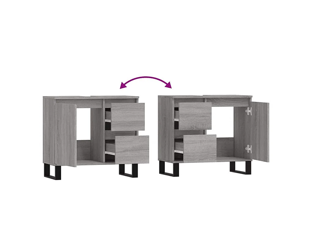 Armoire de bain sonoma gris 65x33x60 cm bois d'ingénierie