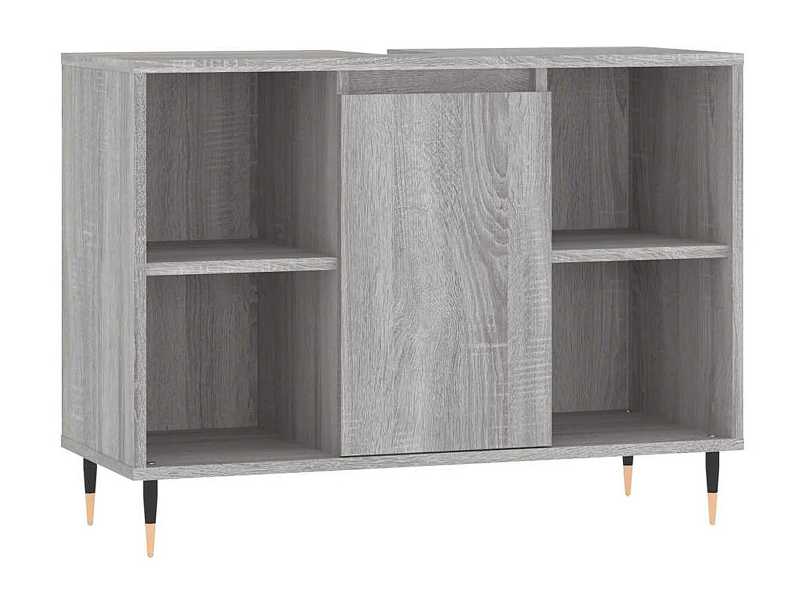 Badkamerkast 80x33x60 cm bewerkt hout grijs sonoma eikenkleurig
