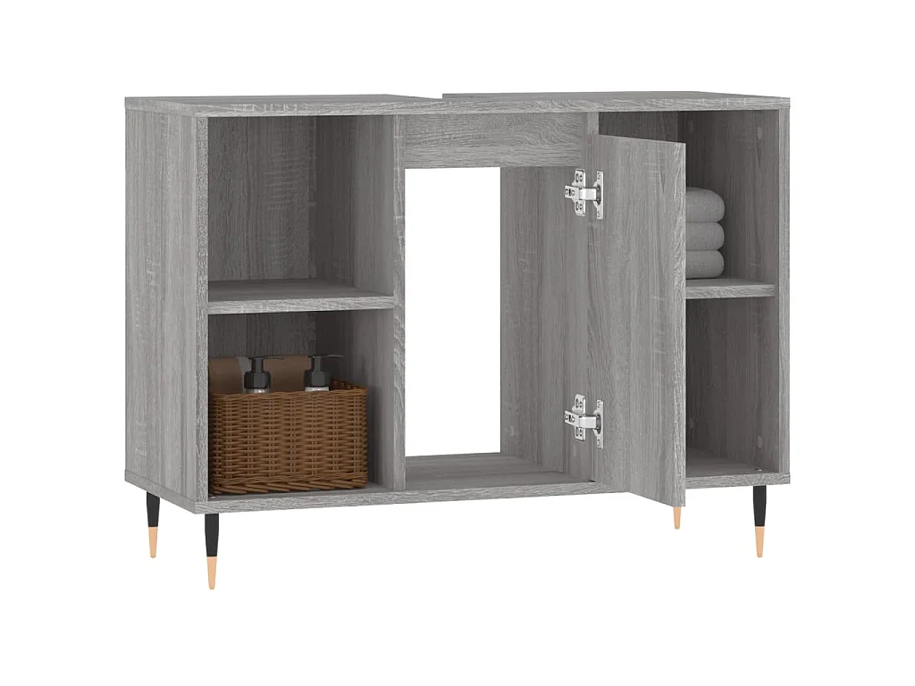 Badkamerkast 80x33x60 cm bewerkt hout grijs sonoma eikenkleurig