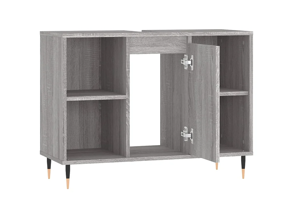 Badkamerkast 80x33x60 cm bewerkt hout grijs sonoma eikenkleurig