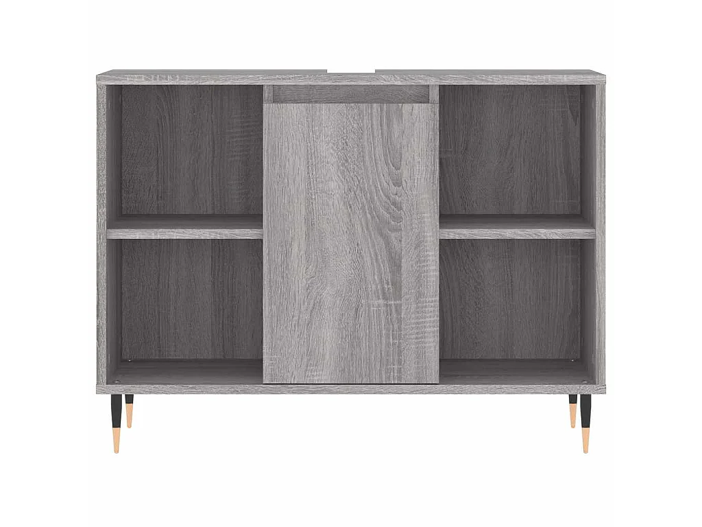 Badkamerkast 80x33x60 cm bewerkt hout grijs sonoma eikenkleurig