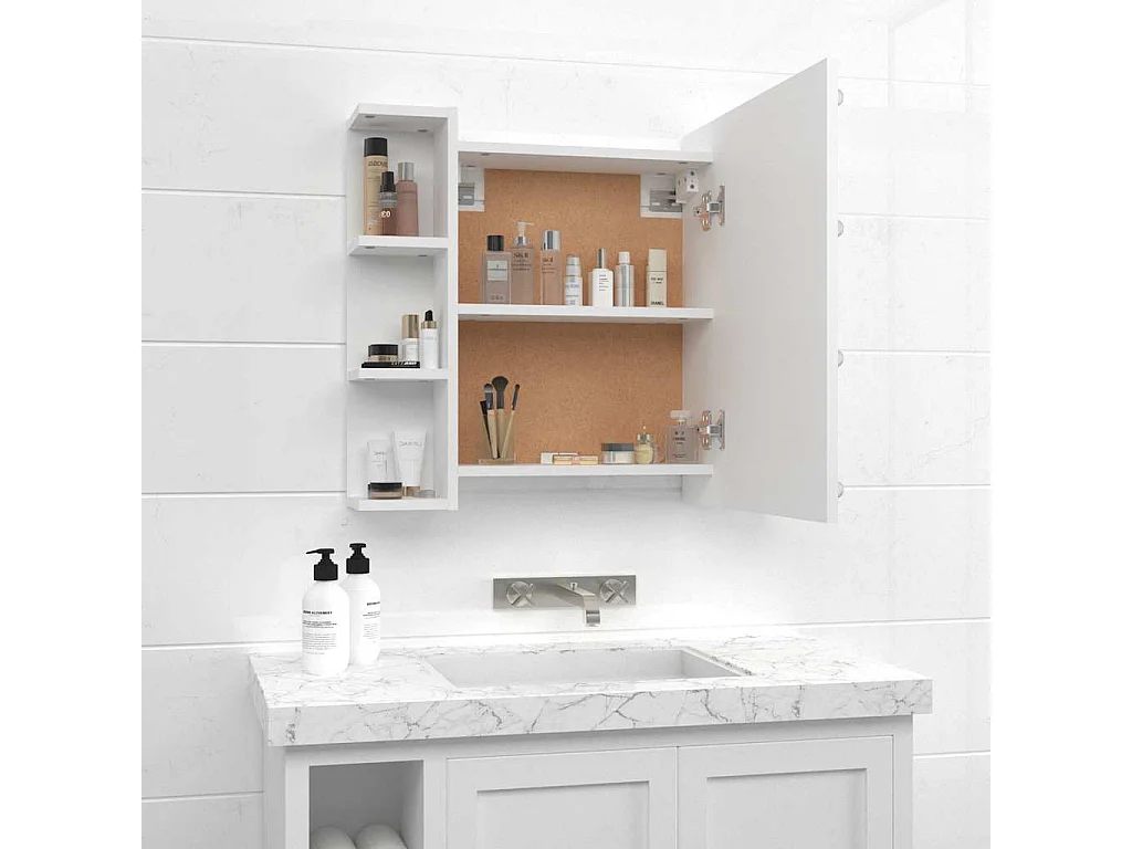 Spiegelschrank mit LED Weiß 70x16,5x60 cm